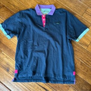Orvis Signature Polo Shirt Mens XL Navy Blue & Contrast Trim Short Sleeve